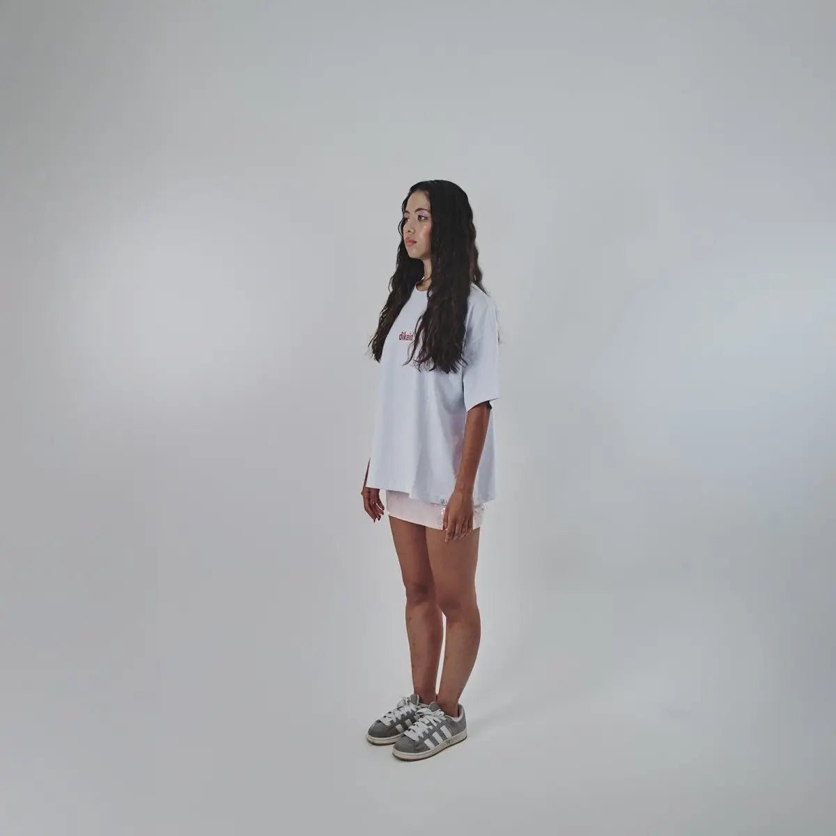 Beyaz Bol Oversize Tişört Uniseks Giyim | WH - 05 TEE | Dikaid