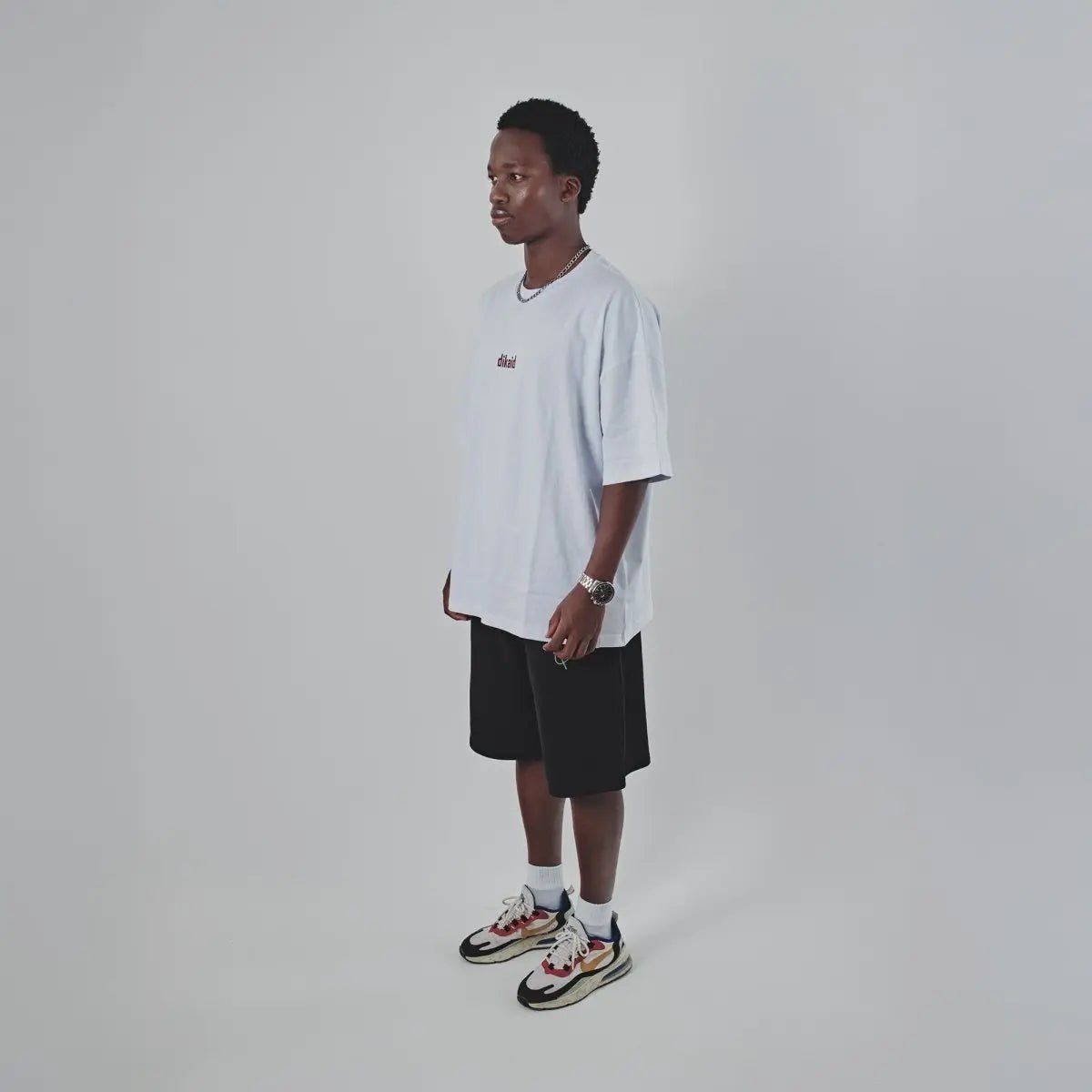Beyaz Bol Oversize Tişört Uniseks Giyim | WH - 05 TEE | Dikaid