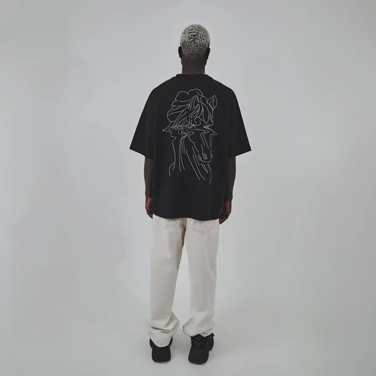 Siyah Oversize Tasarım Sokak Giyim Tişört | N - 01 TEE | Dikaid