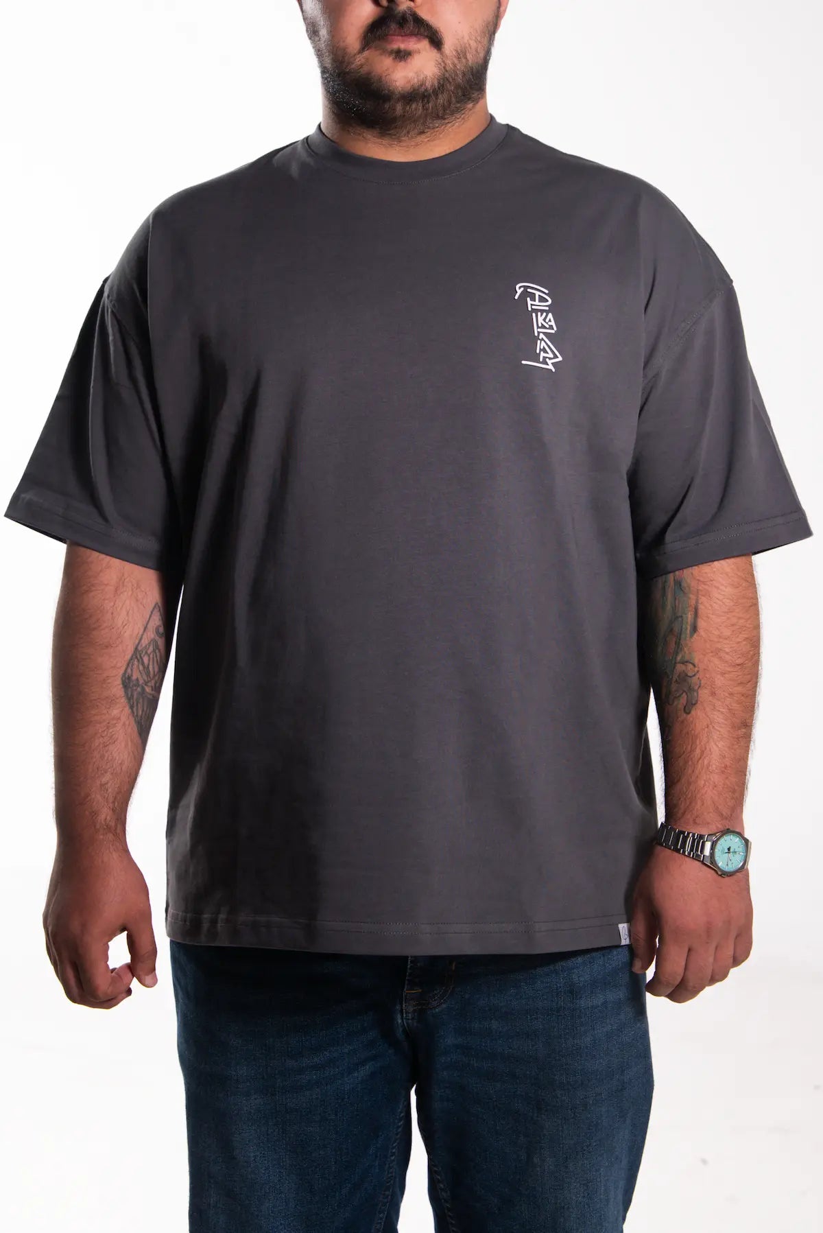 Gri Oversize Tişört | d.a - 05 TEE | Dikaid