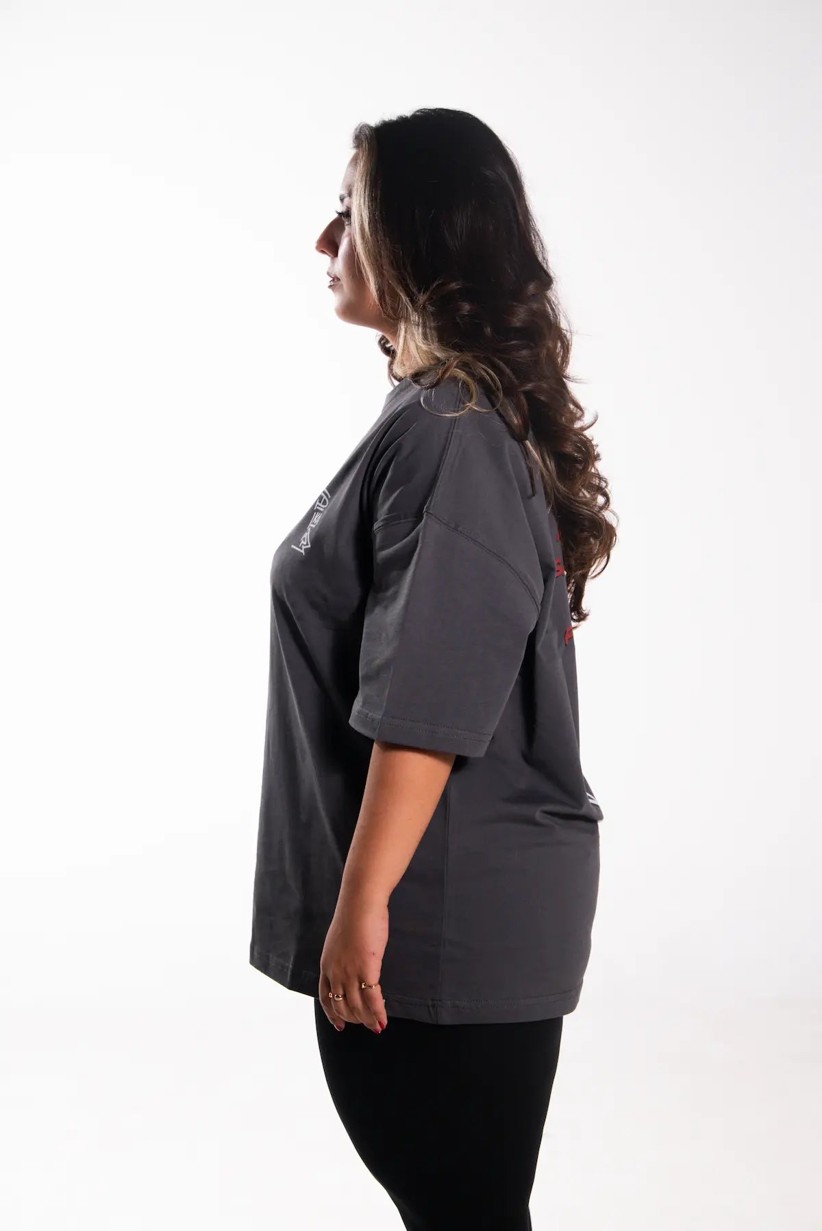 Gri Oversize Tişört Yandan | d.a - 05 TEE | Dikaid