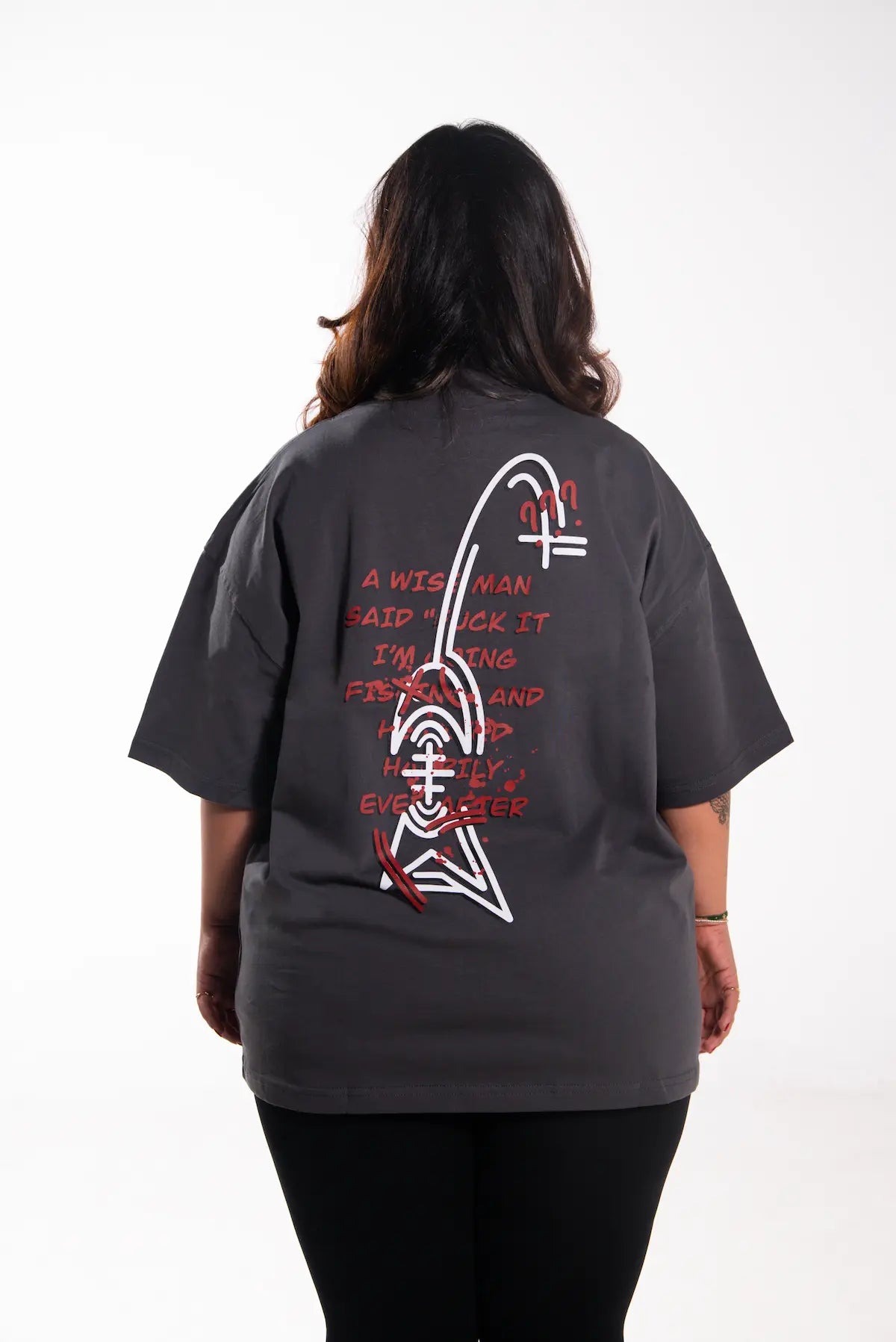 Gri Oversize Tişört Arkası | d.a - 05 TEE | Dikaid