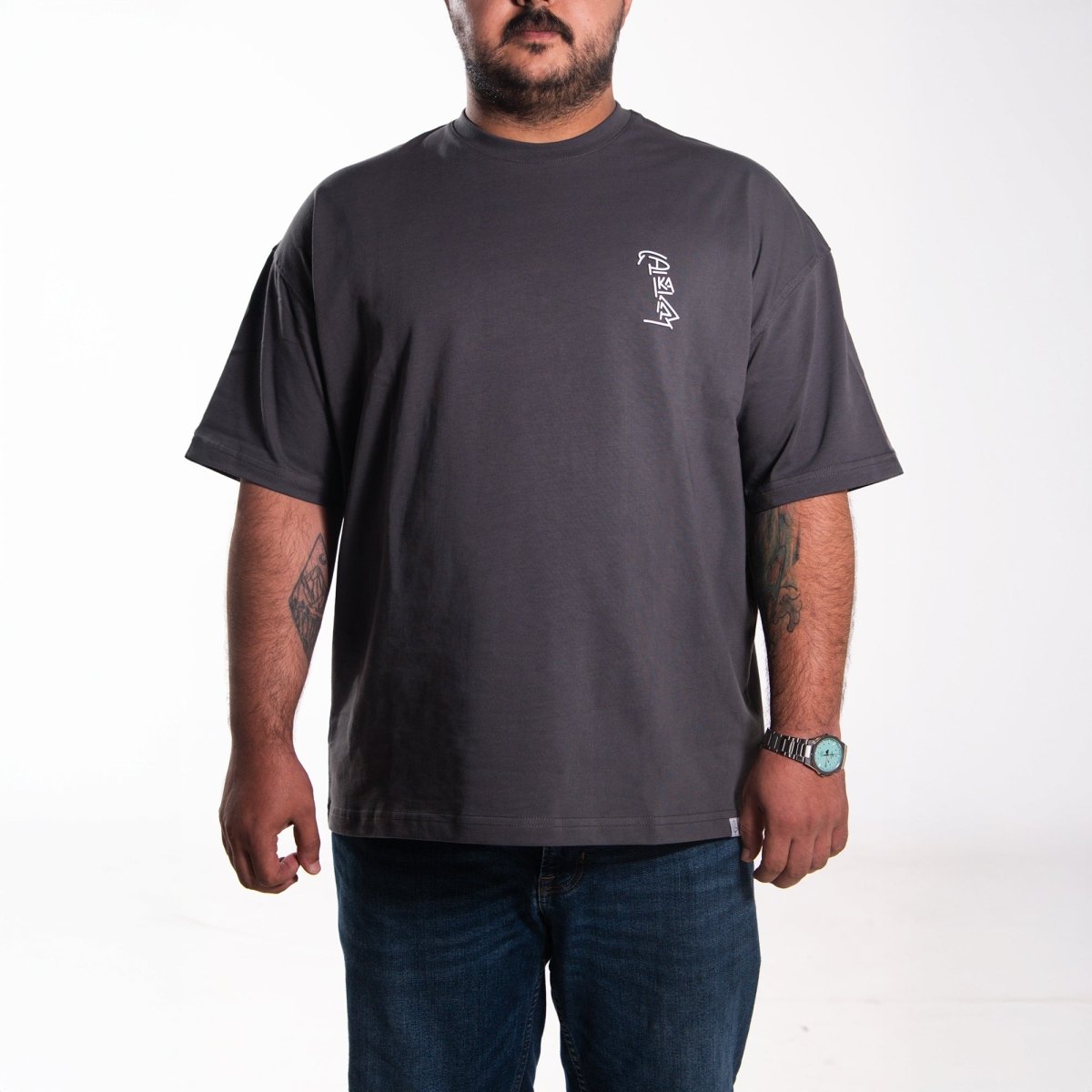 Gri Oversize Tisort | d.a - 05 TEE | Dikaid