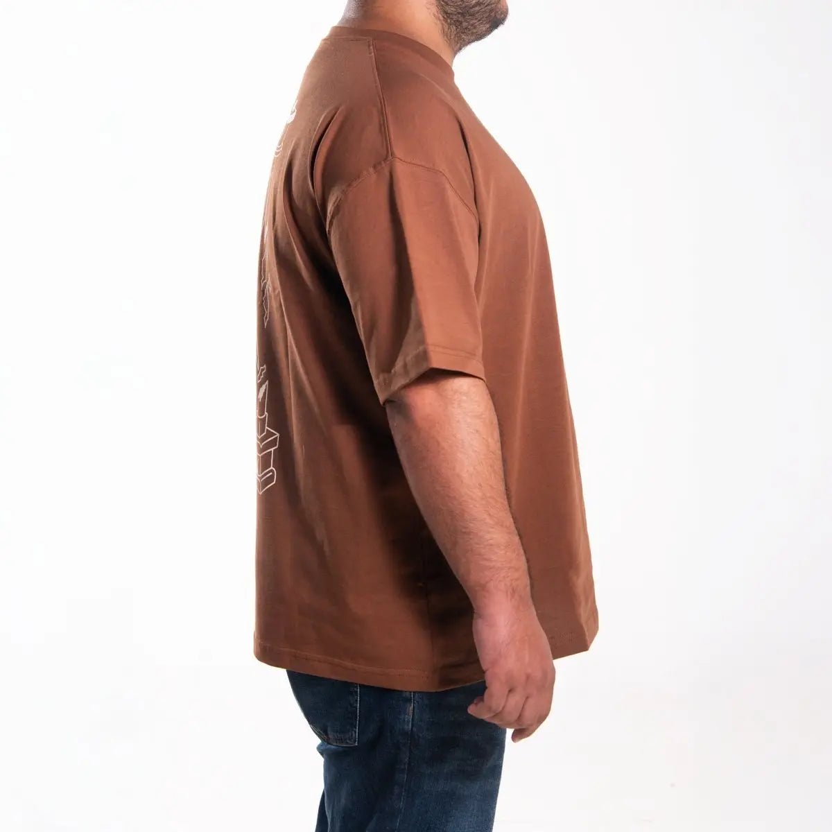 Kahverengi Oversize Bol Tasarım Tişört Oversize Giyim | d - 04 TEE | Dikaid