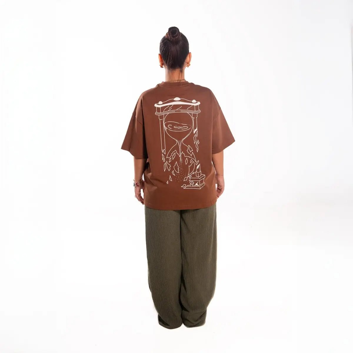 Kahverengi Oversize Bol Tasarım Tişört Oversize Giyim | d - 04 TEE | Dikaid