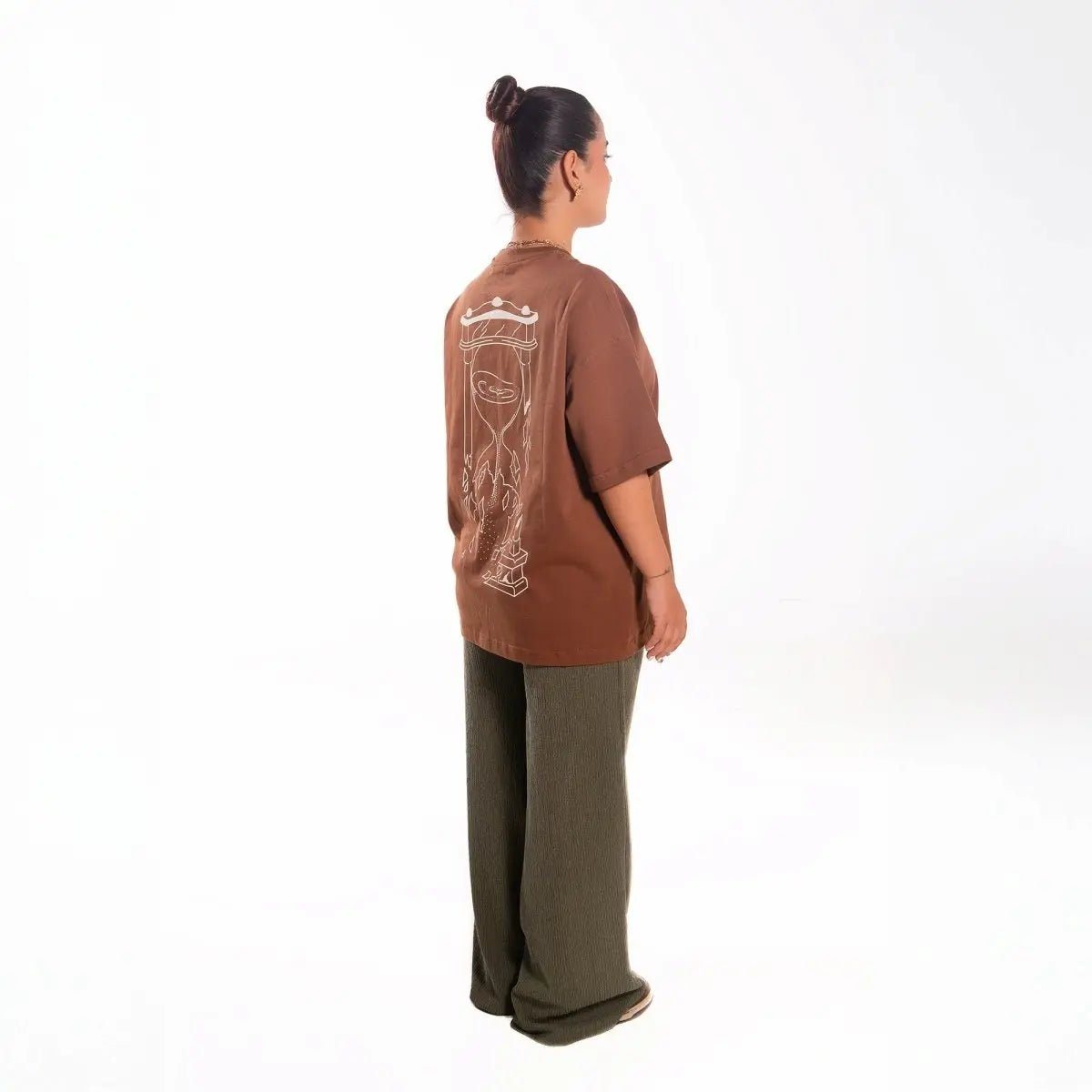 Kahverengi Oversize Bol Tasarım Tişört Oversize Giyim | d - 04 TEE | Dikaid