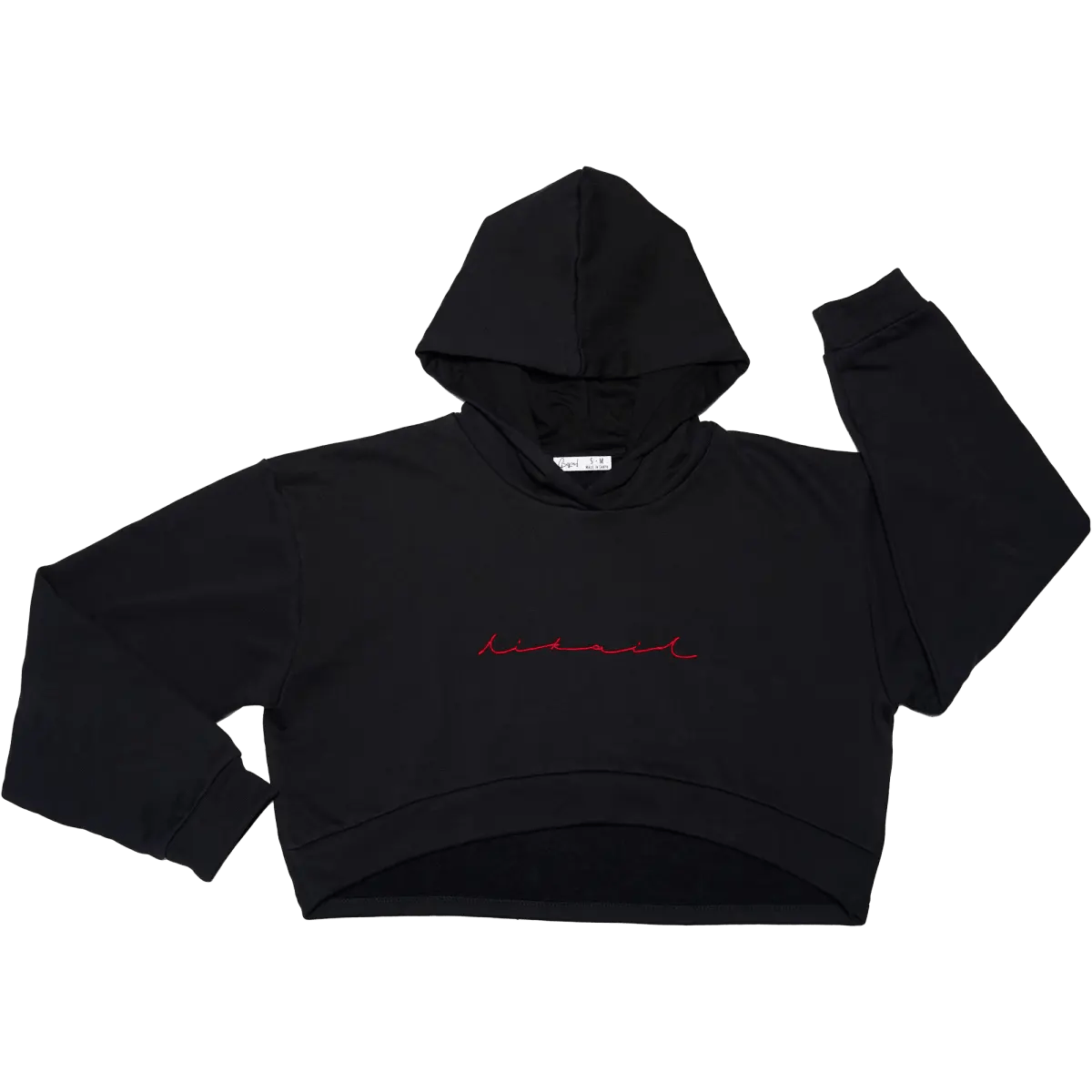 Siyah Oversize Cropped Hoodie Sokak Giyim | Dikaid