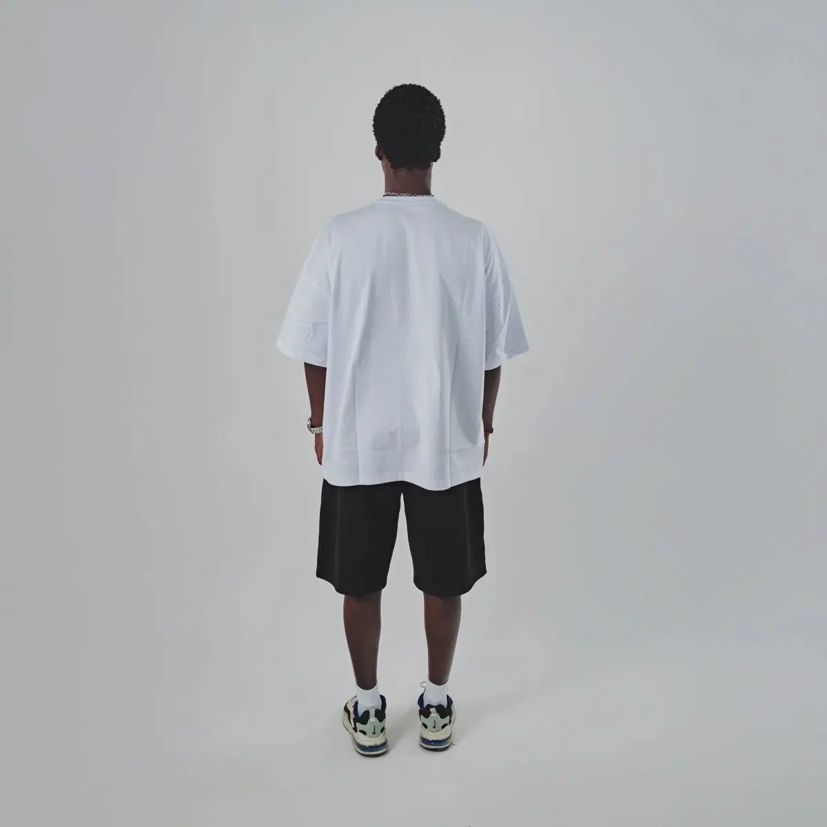 Beyaz Bol Oversize Tişört Uniseks Giyim | WH - 05 TEE | Dikaid