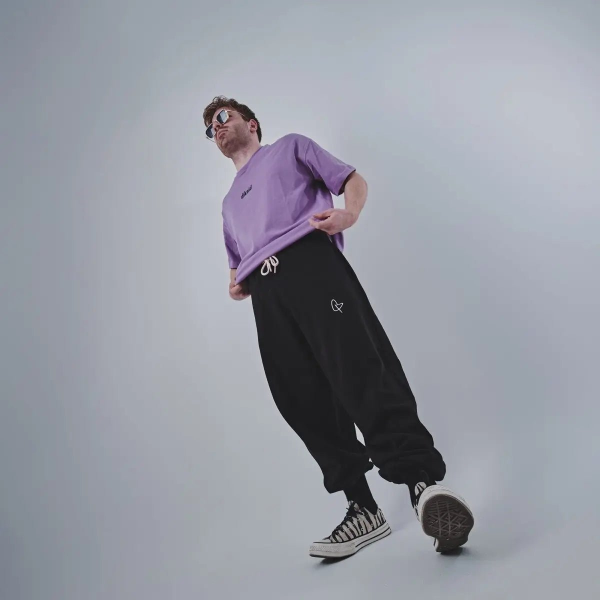 Siyah Bol Oversize Eşofman Altı Uniseks Giyim | Dikaid